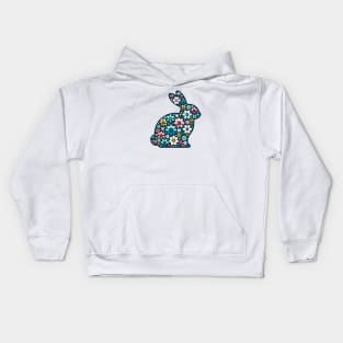 Floral Bunny Silhouette in Pastel Colors Kids Hoodie